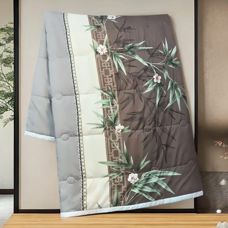 320S柔赛丝数码印花四季被子空调被-意韵东方-绿