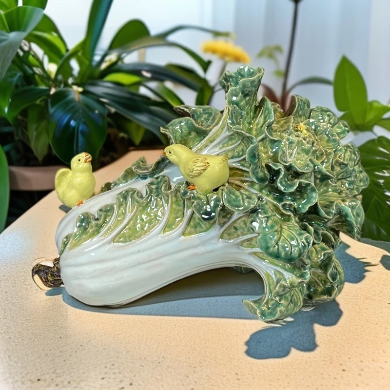 MEITAO/美陶 乐融融 精品大白菜财手工精致办公室玄关柜植物摆件