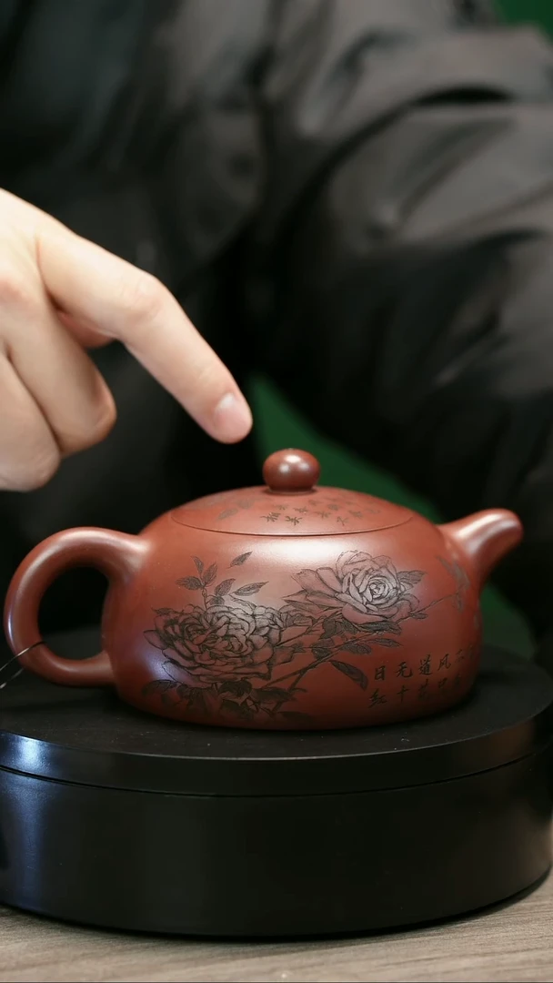 茶壶紫砂H1795陆建平牡丹半月