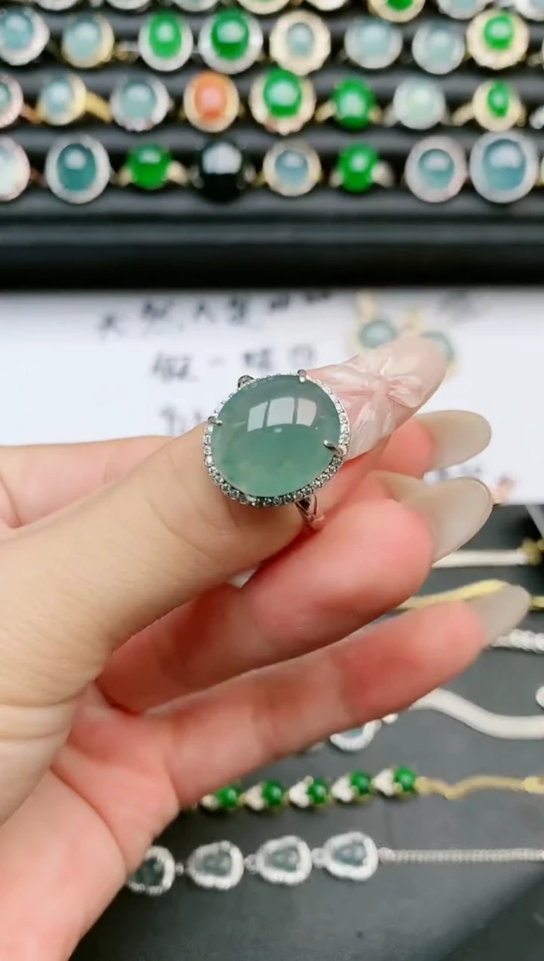 翡翠戒指银S925镶嵌1111
