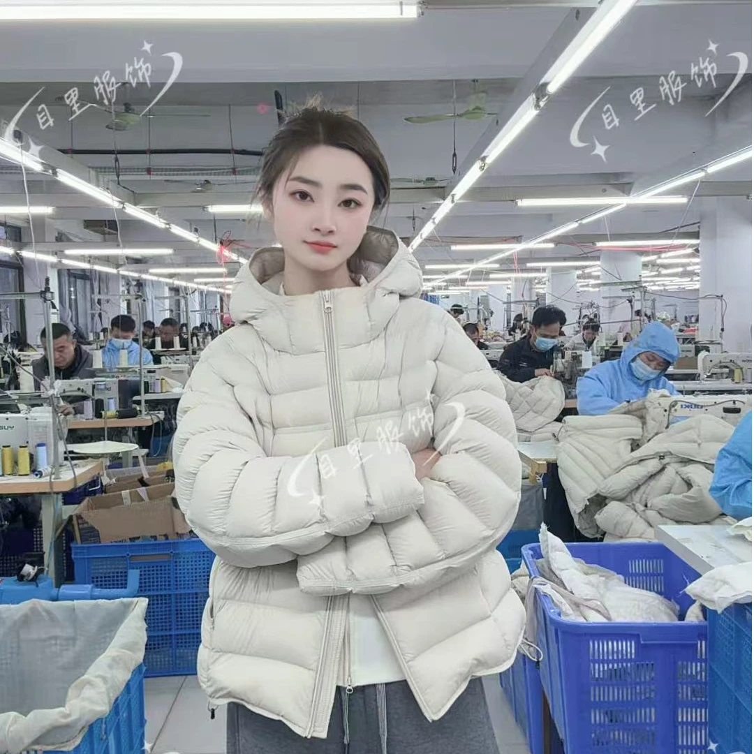 老板娘95白鸭绒排骨款羽绒服短款时尚短款连帽保暖外套