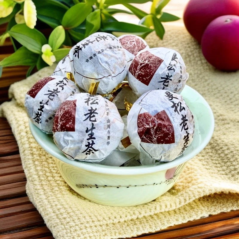 2008年原料曼松老生茶龙珠10颗装