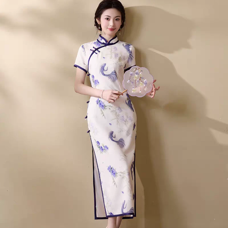 【锦鲤指运】上上喜双层修身时尚优雅少女春夏长旗袍