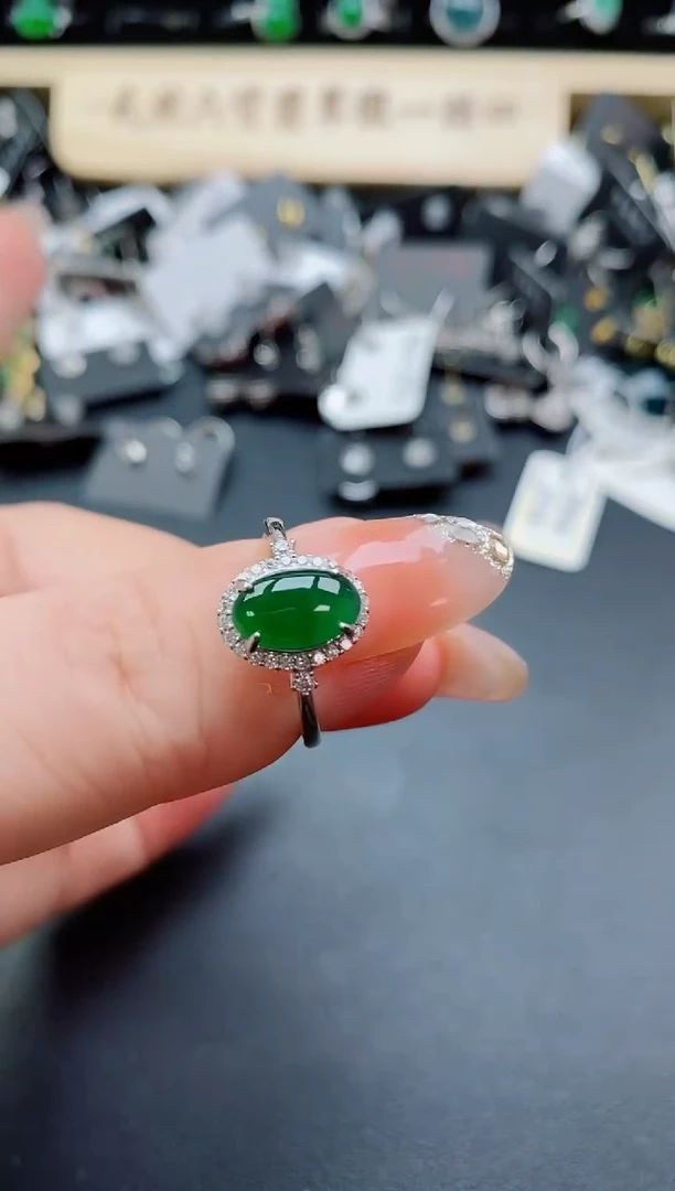 银S925镶嵌戒指翡翠1
