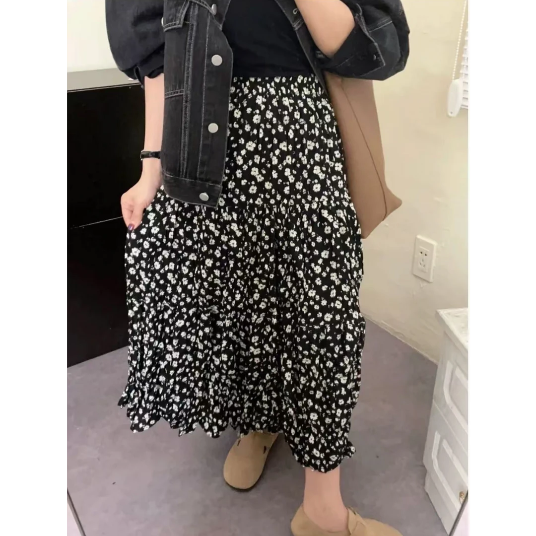 A字印花半身裙女韩版春夏2025新款欧货女装时尚显瘦洋气碎花裙D