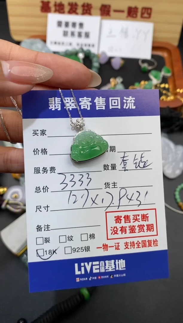 【闪购商品】翡翠颈饰18K金镶嵌30002328