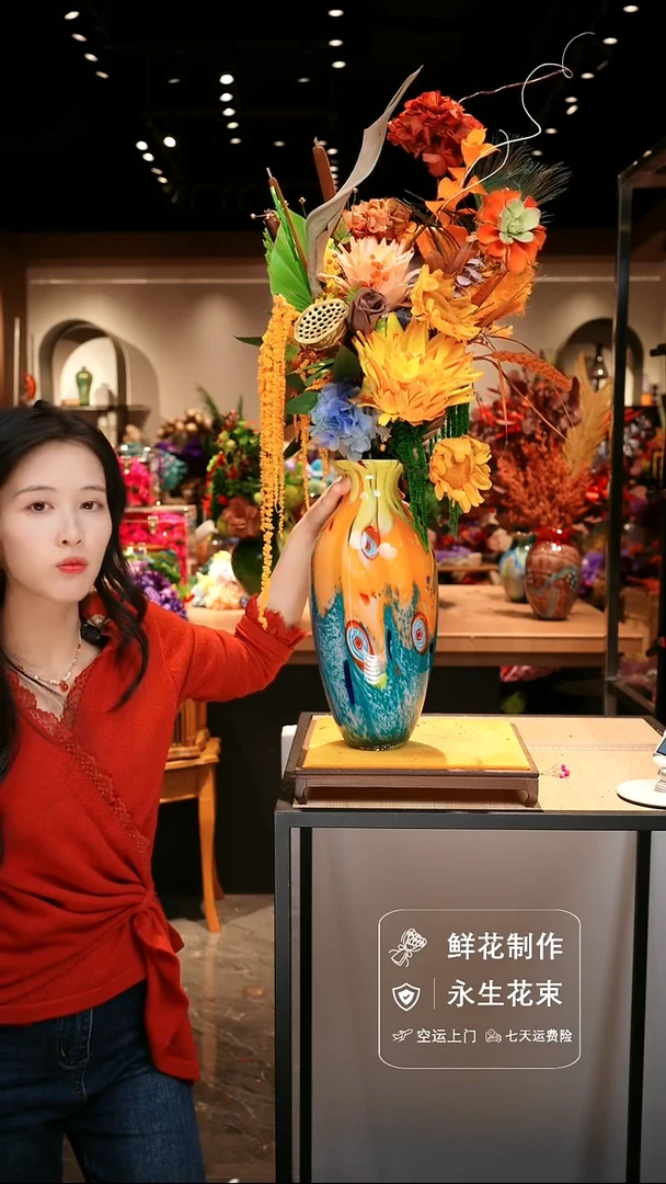 手工艺品琉璃手工花器花束空运包邮送货上门-以图片为准