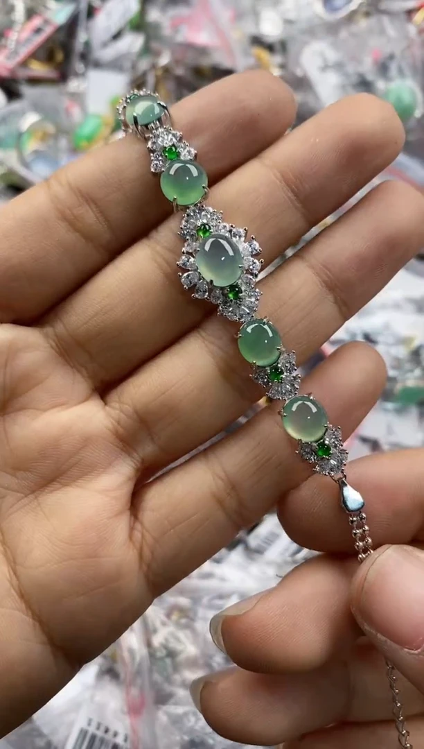 银S925镶嵌戒指翡翠555             5