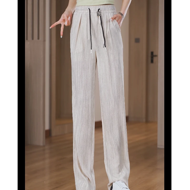 2025年春夏季新款直筒裤宽松显瘦阔腿裤韩版薄款大码高腰时尚长裤