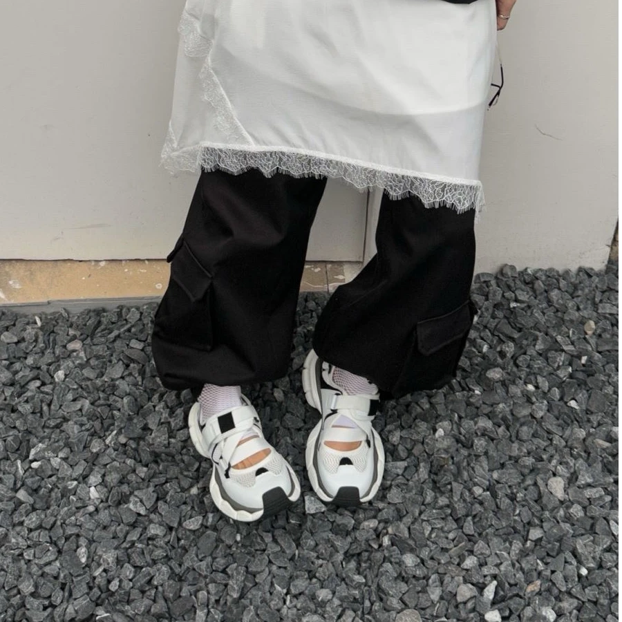 VEEFSHOW 770-9 魔术贴厚底老爹鞋女款夏季网面透气休闲运动凉鞋