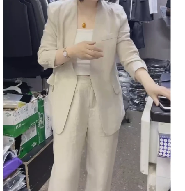 2025春季新款网红同款洋气气质韩版休闲外套裤子两件套乖X23