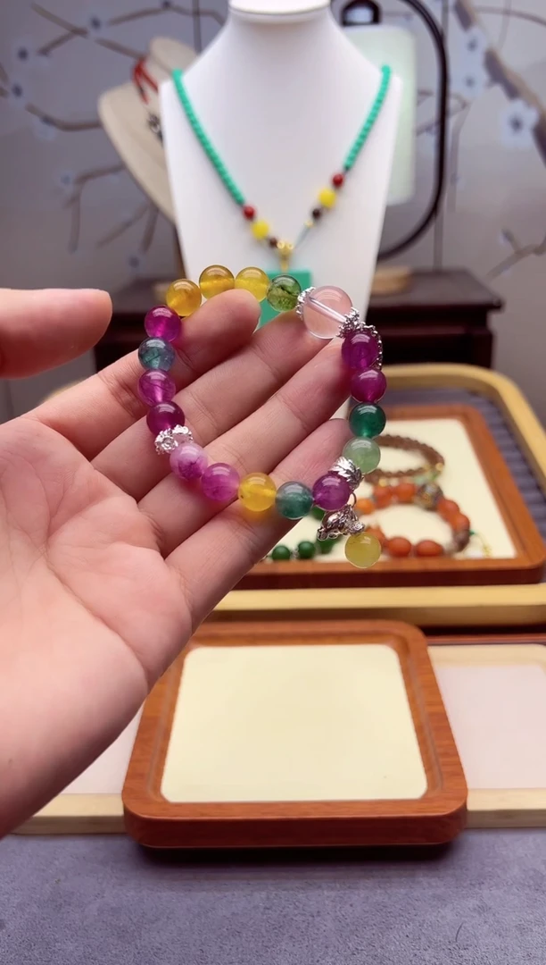 手链银S925镶嵌碧玺S400