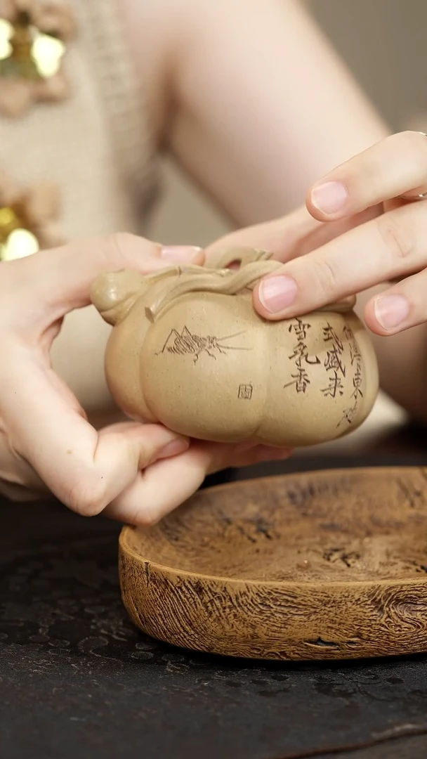 紫砂茶叶罐小*珺南瓜手抓壶