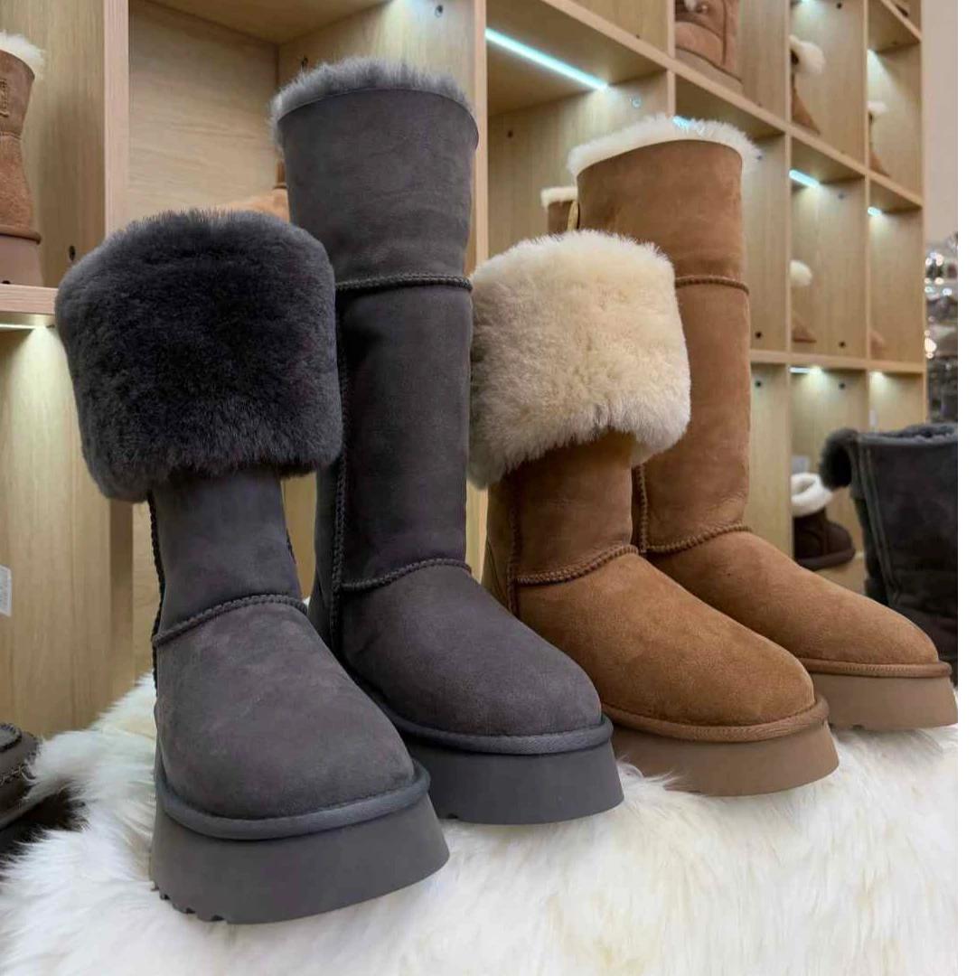 河南桑坡雪地靴羊皮毛一体小千同款厚底加厚保暖高筒冬季女鞋