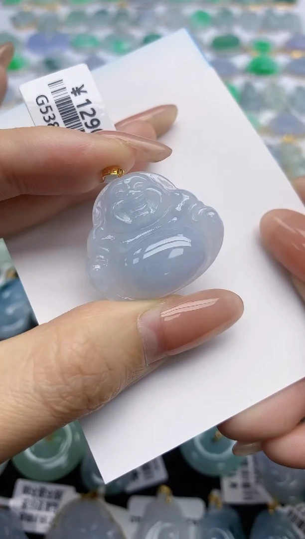 【闪购商品】翡翠挂件18K金镶嵌天然翡翠A货