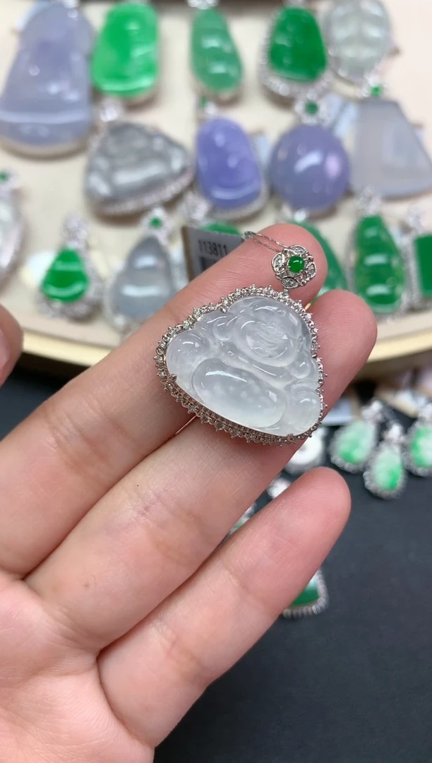 【闪购商品】翡翠吊坠(不含链)18K金镶嵌W190|7980