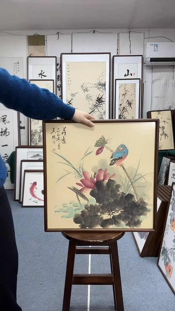 国画尺寸52*52实木画框京东包邮手绘