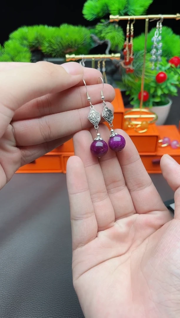 玛瑙/玉髓耳饰银S925镶嵌202