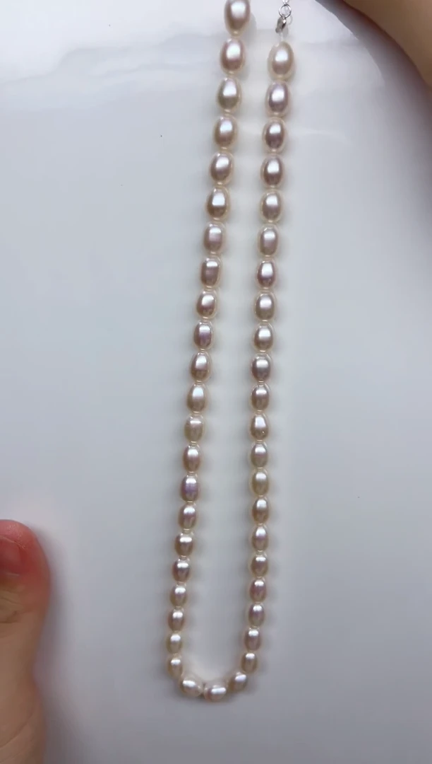 项链未镶嵌淡水珍珠极光白短胖6-7mm