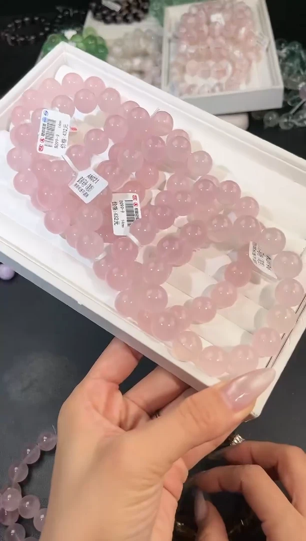 水晶手链未镶嵌多样性发一Q87粉晶14mm