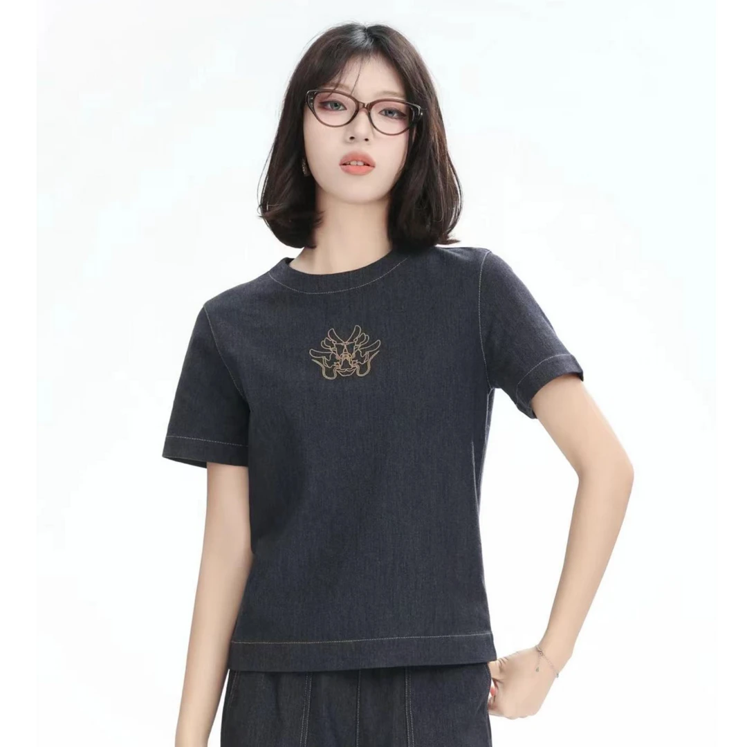 GIRDEAR/哥弟1301060新款夏季休闲时尚显瘦简约百搭圆领短袖T恤