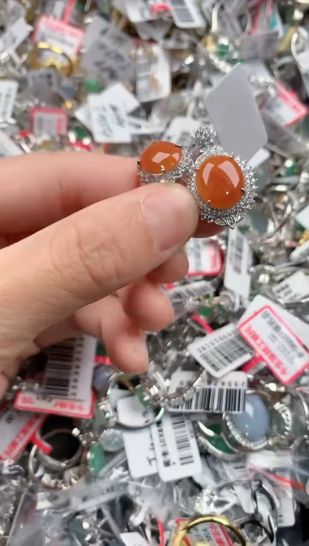 银S925镶嵌戒指翡翠222*----1