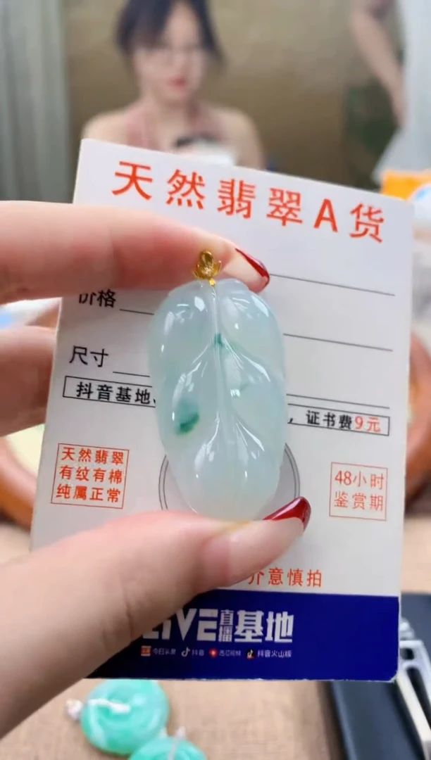 颈饰18K金镶嵌翡翠天然A货翡翠挂件
