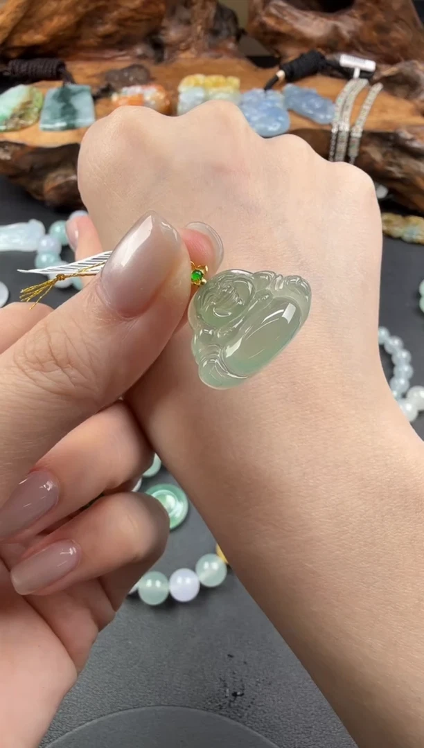 吊坠(不含链)18K金镶嵌翡翠翡翠饰品-217