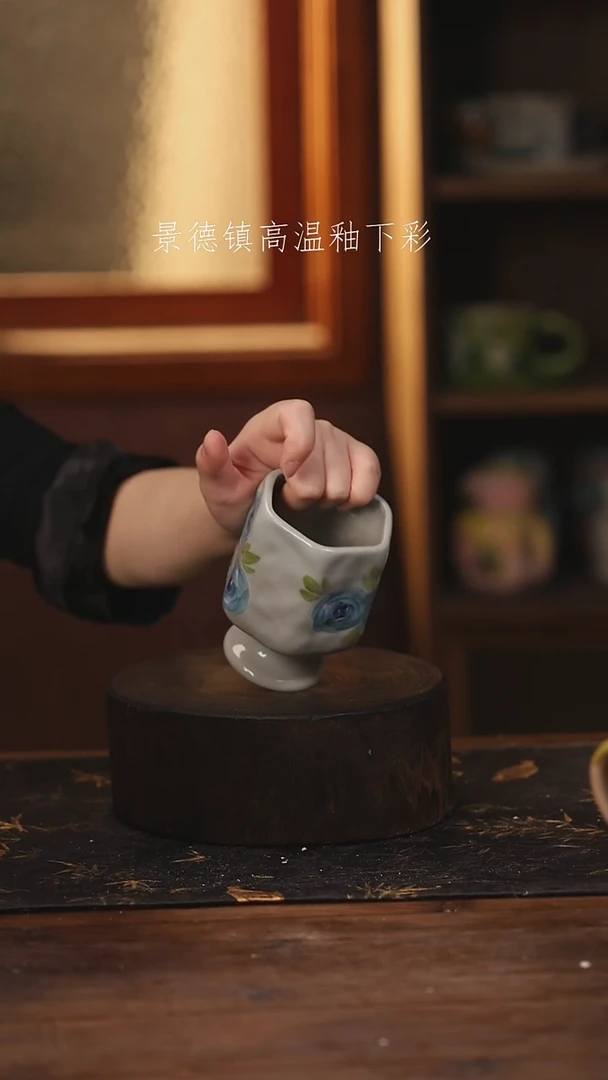 陶瓷景德镇高温釉下手绘陶瓷@L168@