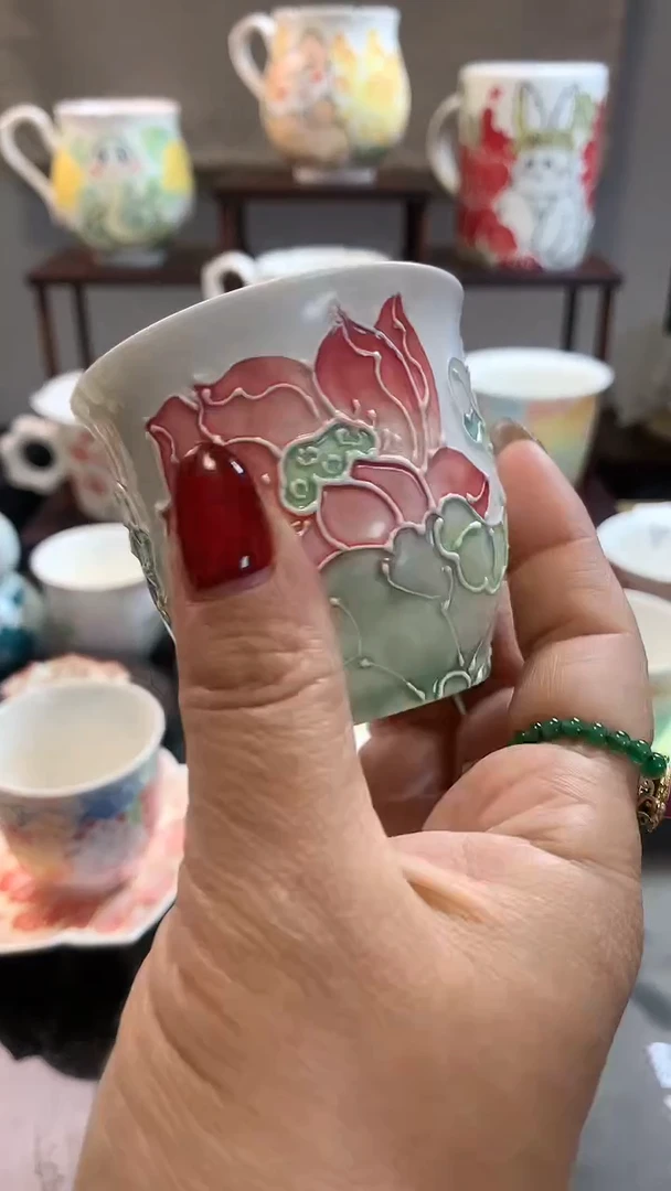 一味*手绘*荷冠杯