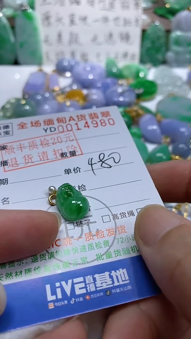 吊坠(不含链)18K金镶嵌翡翠貔貅