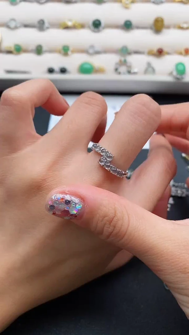 银S925镶嵌戒指翡翠4444444+2