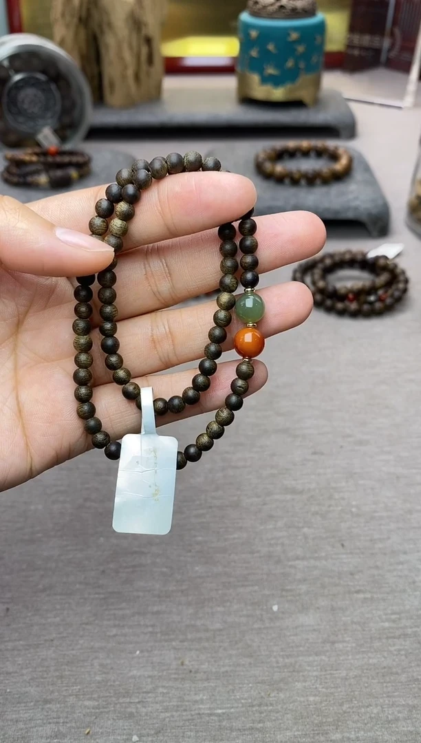 【闪购商品】沉香手串越南芽庄白棋0.4+配饰 沉水双圈款