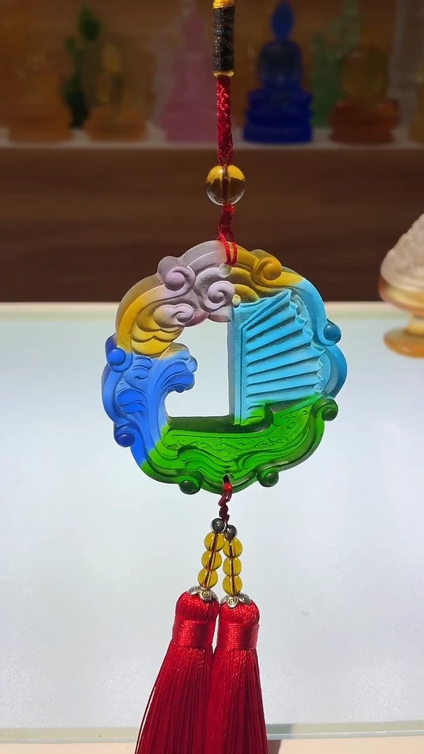 琉璃手工艺品彩色一帆风顺挂件
