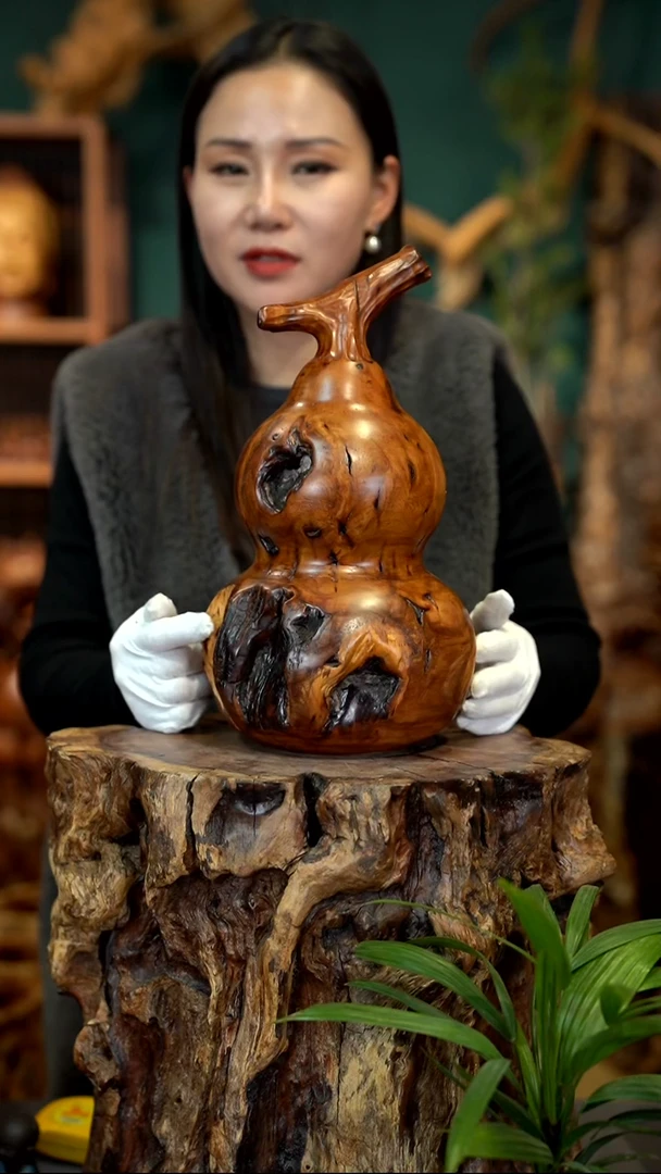 木雷击枣木葫芦摆件