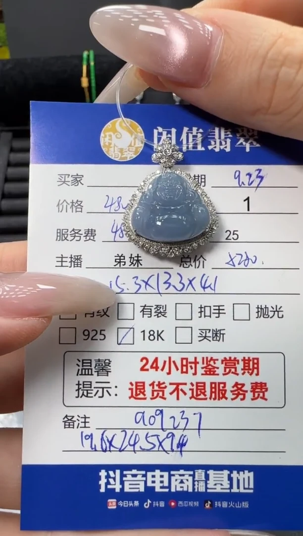 吊坠(不含链)18K金镶嵌翡翠翡翠吊坠