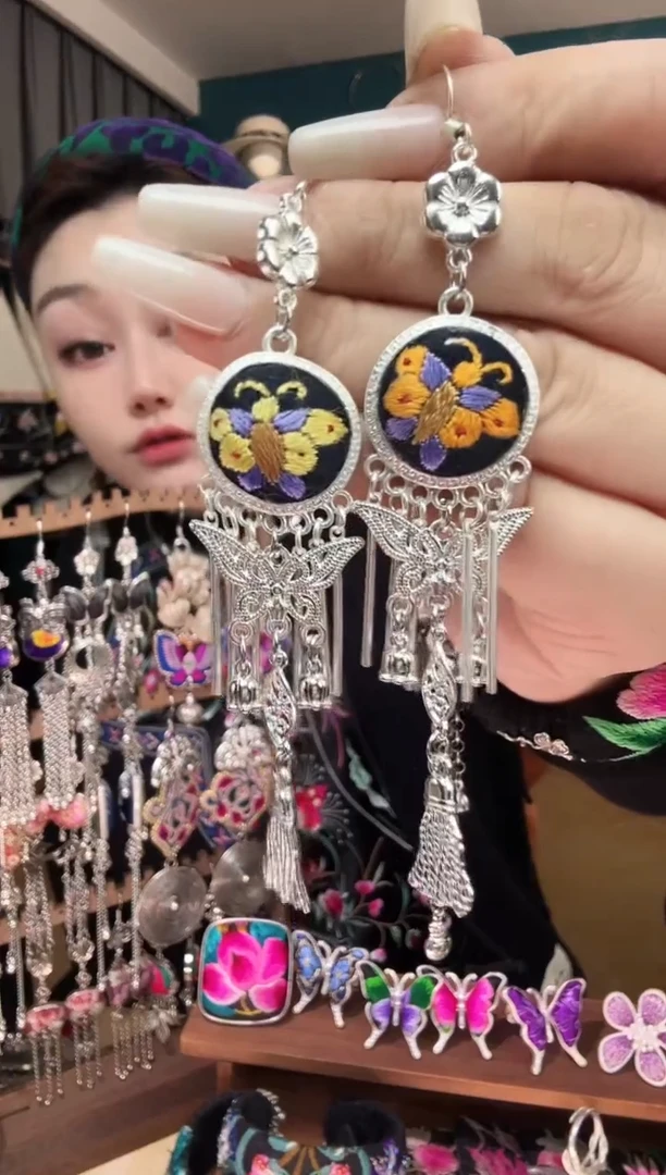 刺绣纯手工民族风刺绣耳环