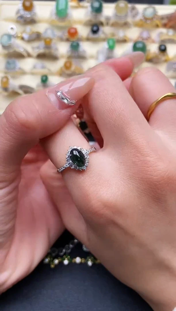 【闪购商品】翡翠戒指银S925镶嵌4444444+1