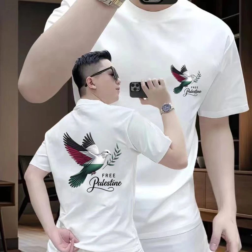 短袖T恤男夏季新款高端潮流印花t恤美式轻奢纯棉圆领半袖休闲上衣