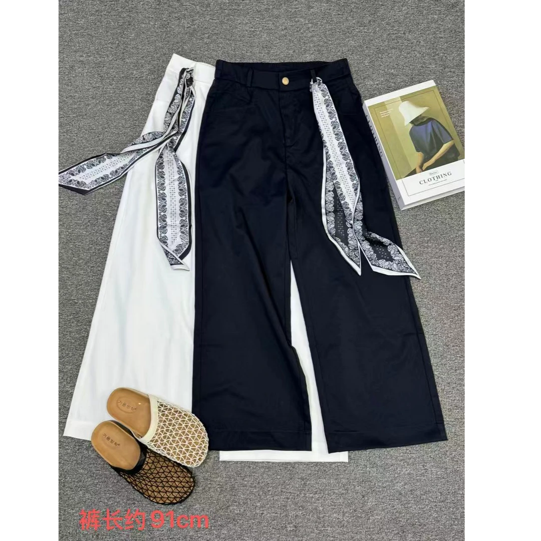 6960丝带九分直筒裤