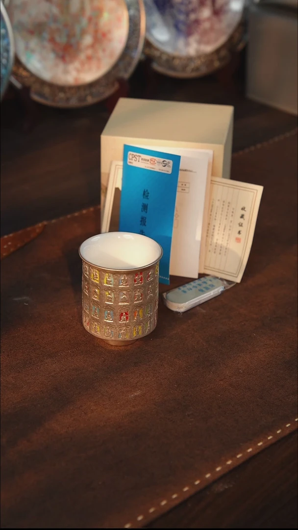玻璃鎏银千佛七彩主人杯