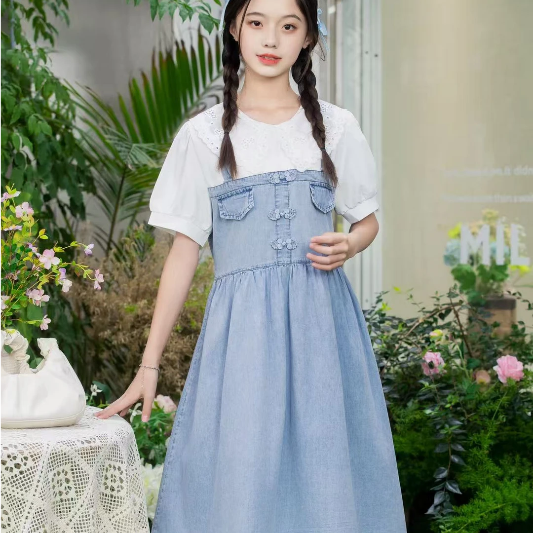 夏季新款童装女孩儿大版牛仔裙小宇星2410