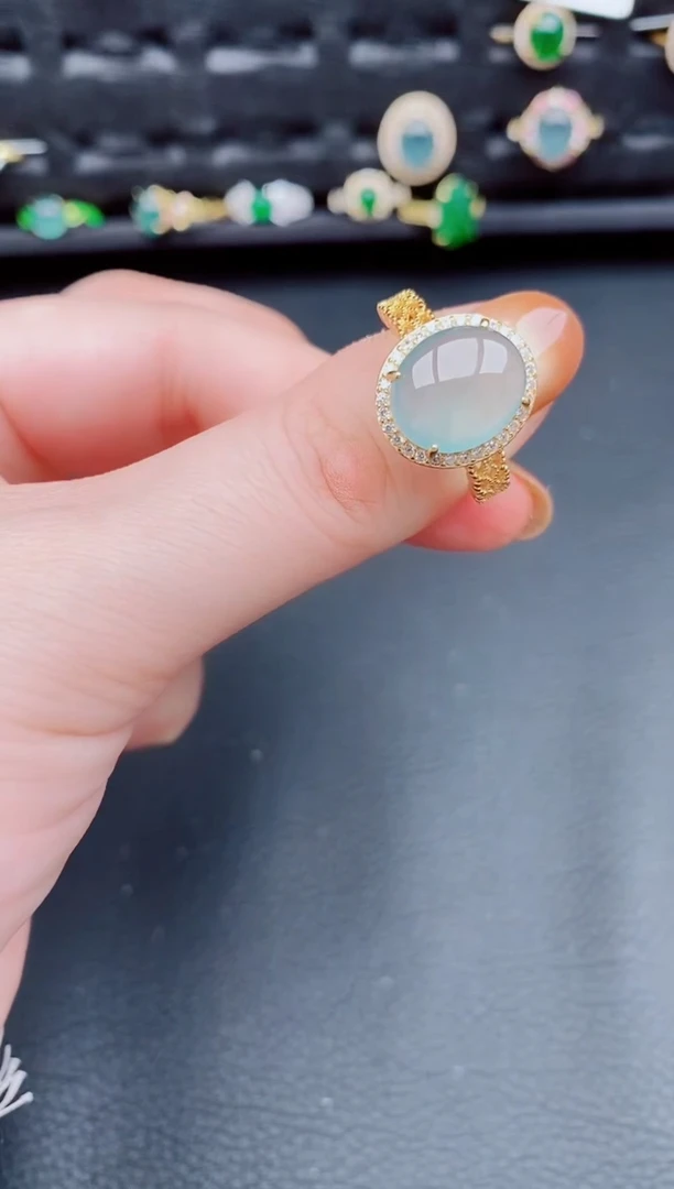 【闪购商品】翡翠戒指银S925镶嵌天然a货翡翠350