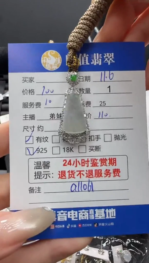 吊坠(不含链)银S925镶嵌翡翠翡翠吊坠