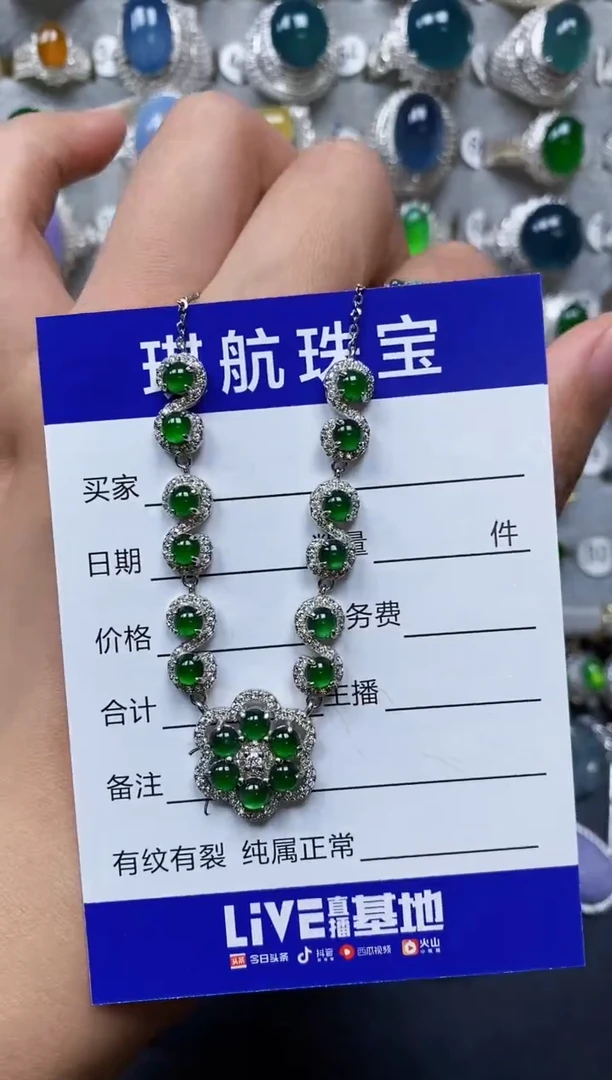 【闪购商品】翡翠颈饰银S925镶嵌0755