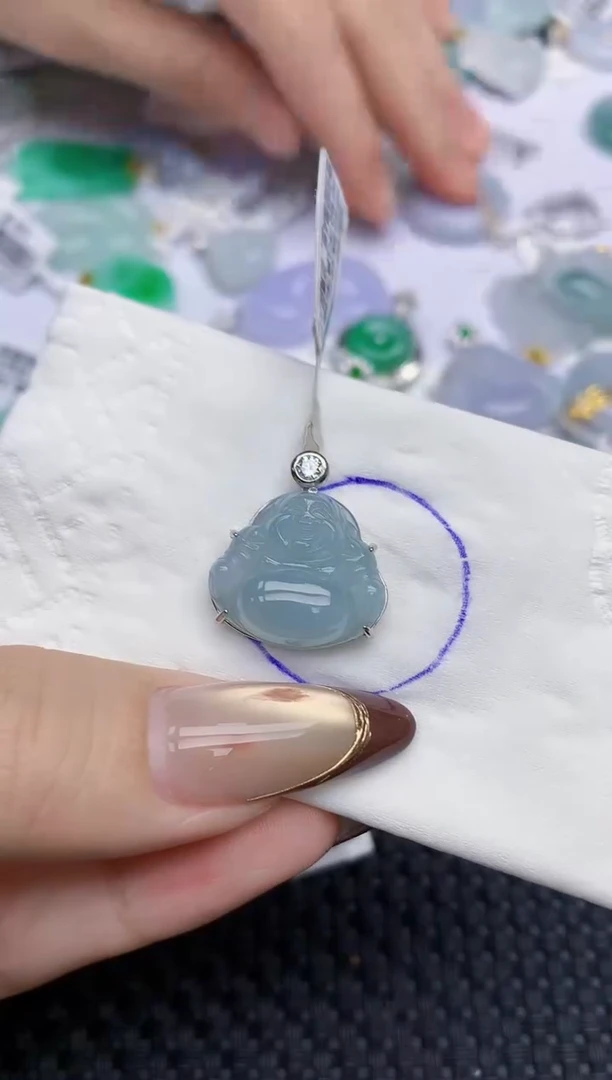 颈饰银S925镶嵌翡翠197   天然翡翠A货  百元以上9米证书费自理