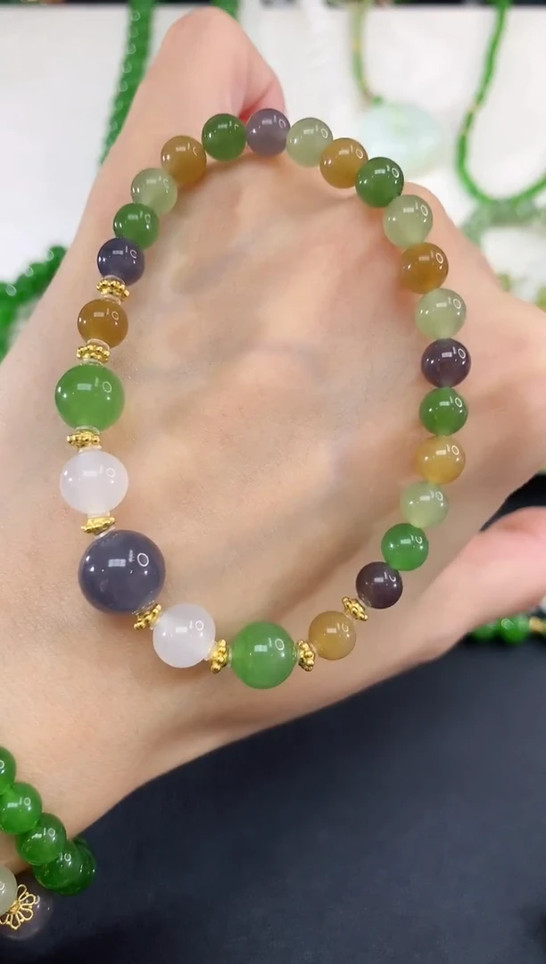 银S925镶嵌手串和田玉45|780多样性发其一