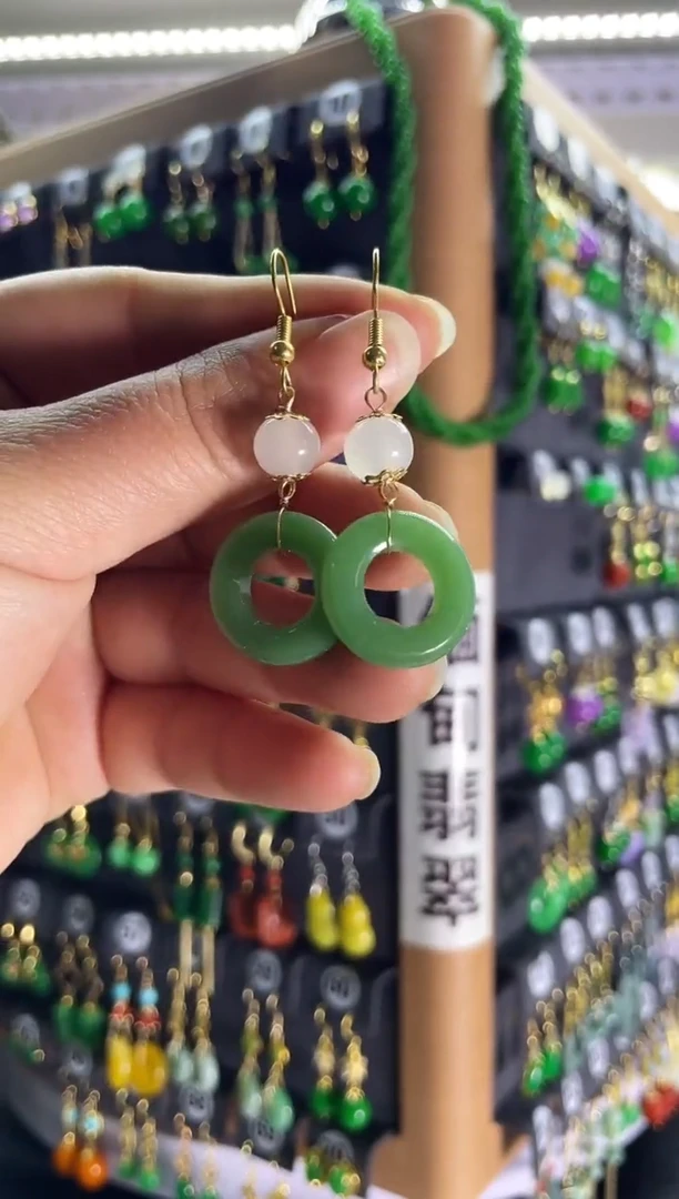 【闪购商品】和田玉耳饰银S925镶嵌029