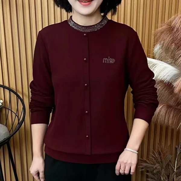 1127加绒加厚一体冬季烫钻套头衫时尚百搭宽松显瘦上衣打底妈妈装