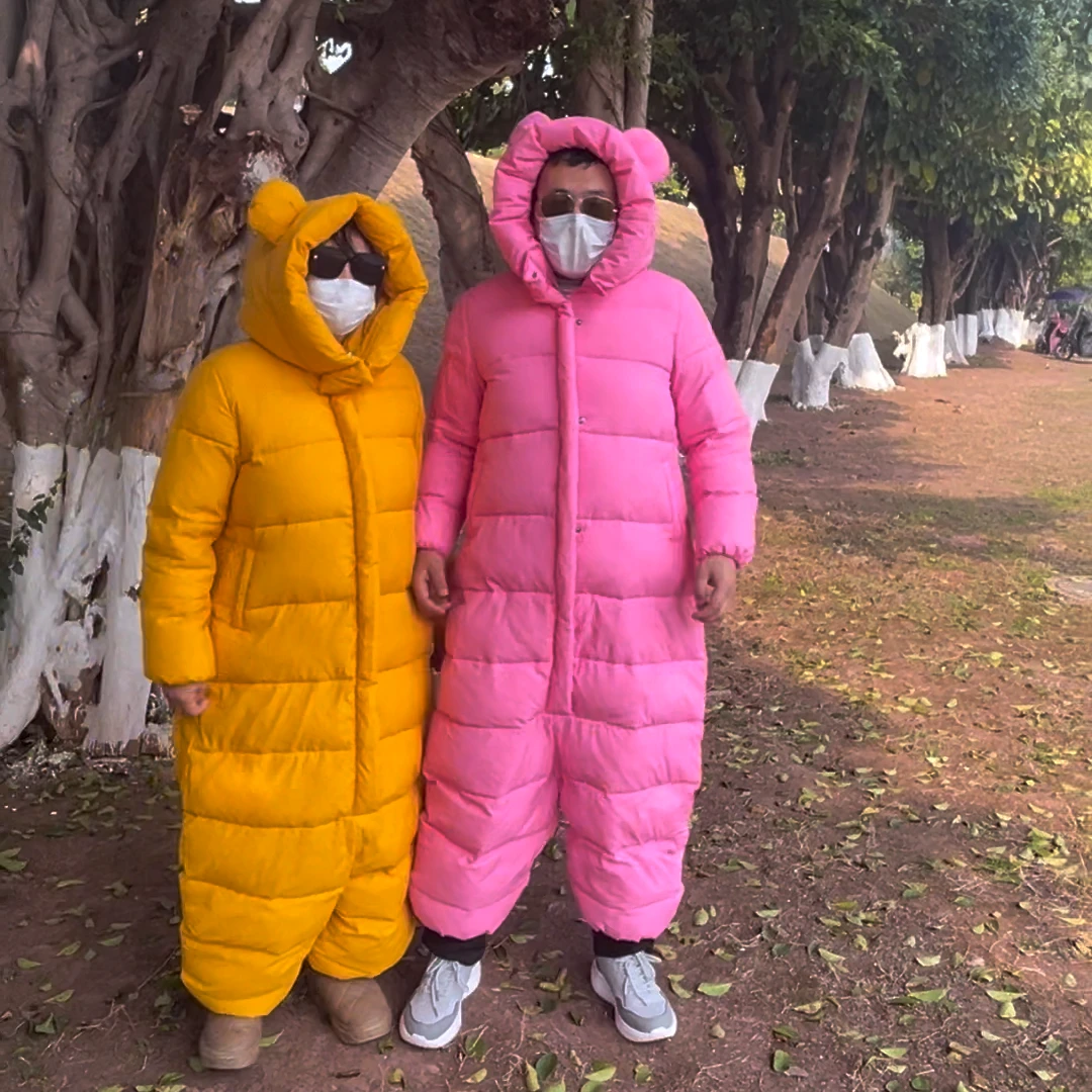 网红颜韵同款连体服防风保暖零下40度可爱熊棉服时尚滑雪服